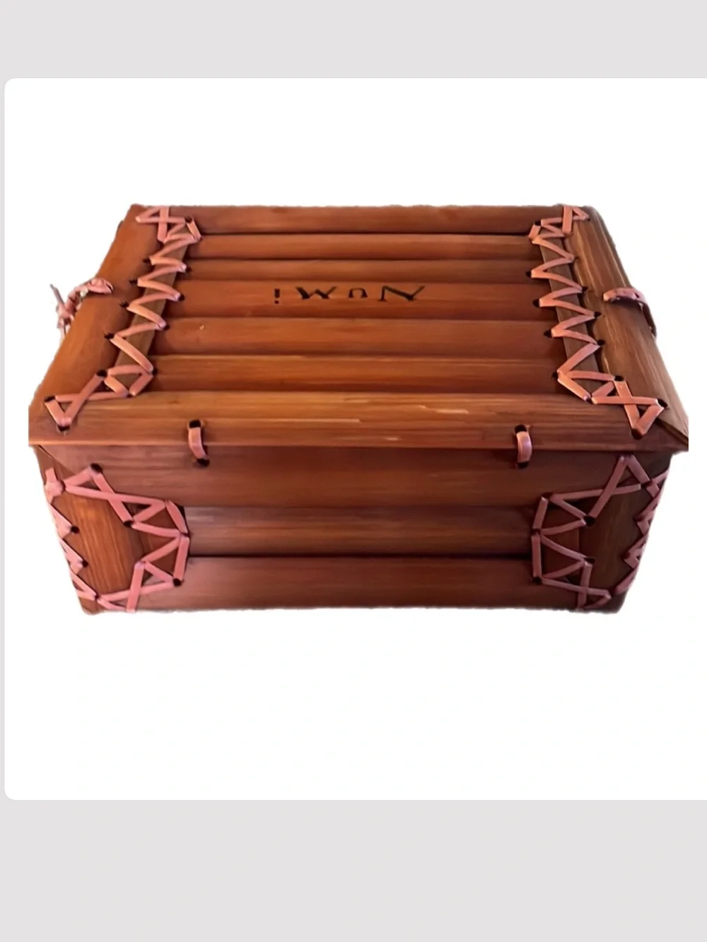 New, NUMI Bamboo woven decorative box. 8x10”